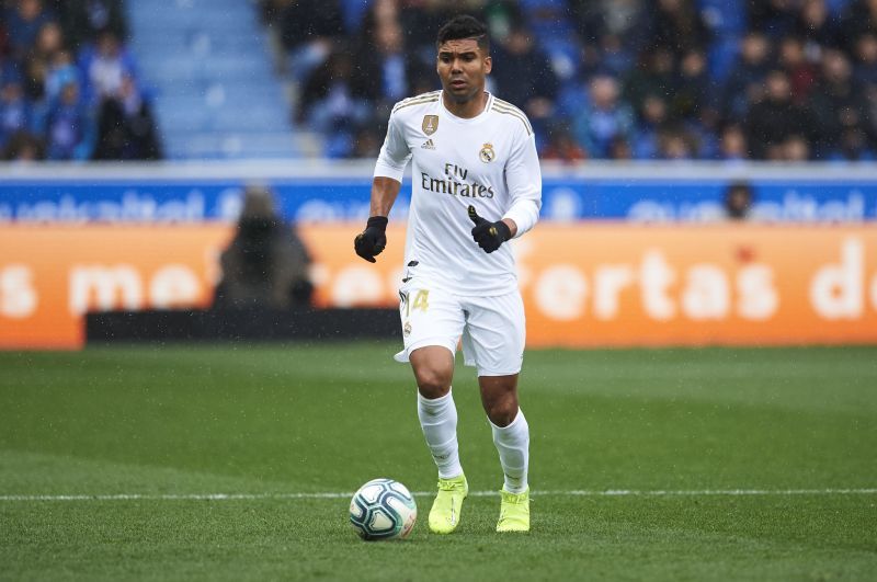 Casemiro during a La Liga game against Deportivo La Coruna