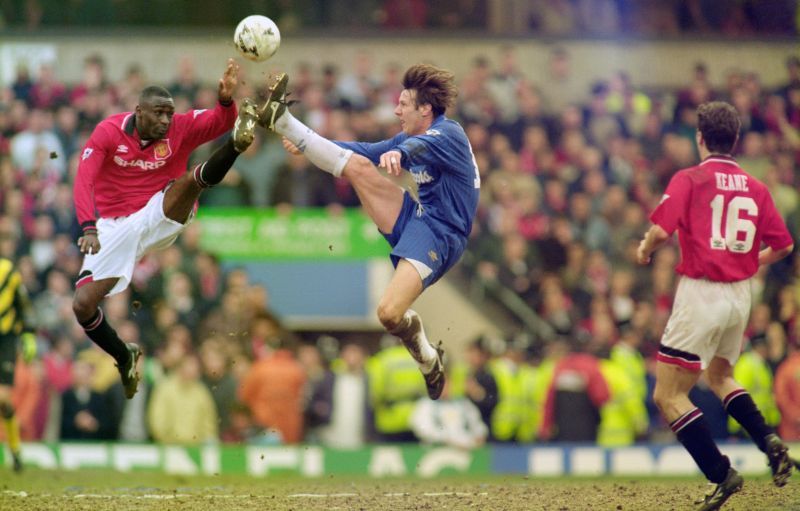 Andrew Cole (left) became the first player ever to score five goals in the league