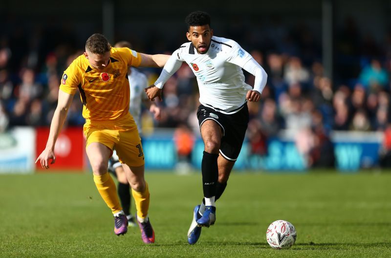 Ethan Hamilton(left) during an FA Cup First Round match for Southend United