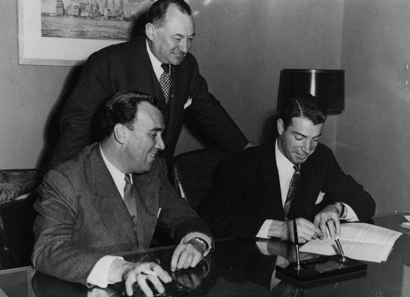 Dan Topping, George Weiss and Joe DiMaggio