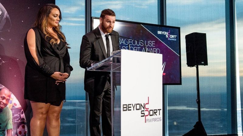 In 2017, Nia Jax and Sami Zayn presented the award at the Beyond Sport Global Awards