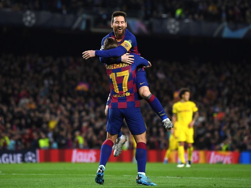 Lionel Messi and Griezmann goal celebration