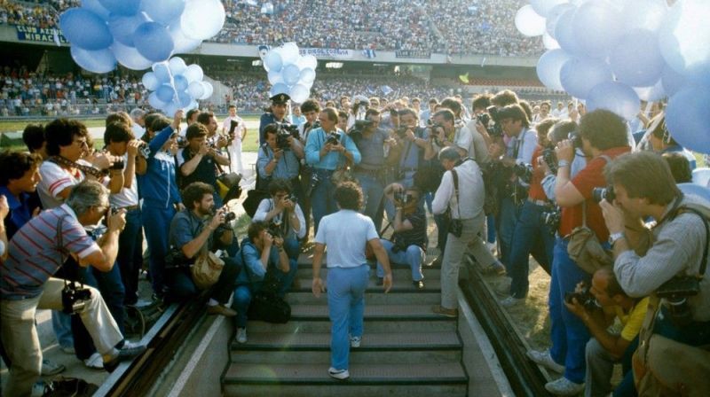 At his unveiling 70,000 people showed up at San Paolo Stadium in 1984