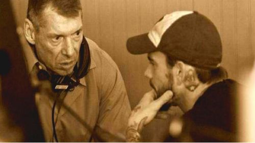 Vince McMahon and CM Punk in a backstage area