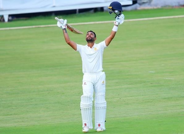 KV Siddharth celebrates his Ranji century KV Siddharth in action against Mumbai