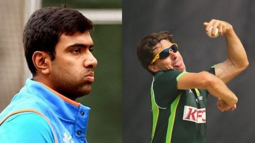 Ravichandran Ashwin (left) and Brad Hogg (right)