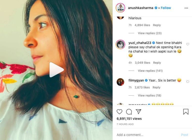 Yuzvendra Chahal&#039;s comment on Anushka Sharma&#039;s Instagram post