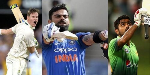 Steven Smith (left), Virat Kohli (centre) and Babar Azam (right) have been in incredible form of late