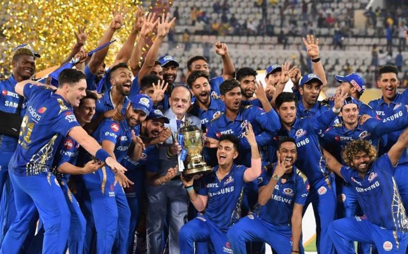 MI celebrate their second IPL title in three years.