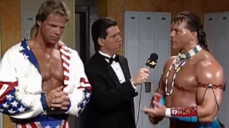 Lex Luger and Tatanka backstage before the latter&#039;s sensational heel turn