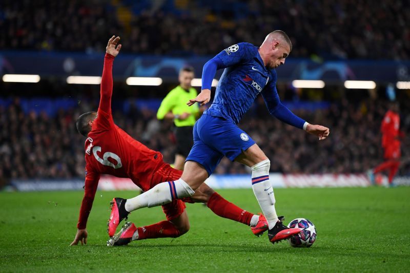 Alcantara tries to stop a Chelsea attack in the Champions League this season.