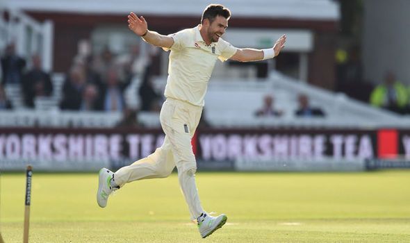 James Anderson knocks over Kraigg Brathwaite