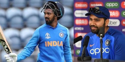 KL Rahul (L) and Rohit Sharma