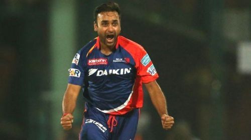 Amit Mishra celebrates a wicket