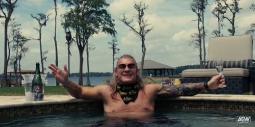 Jericho seems to be enjoying himself in the Jacuzzi (Pic Source: AEW)