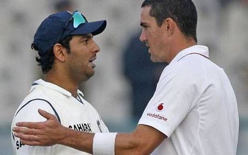 Yuvraj Singh (left) and Kevin Pietersen.