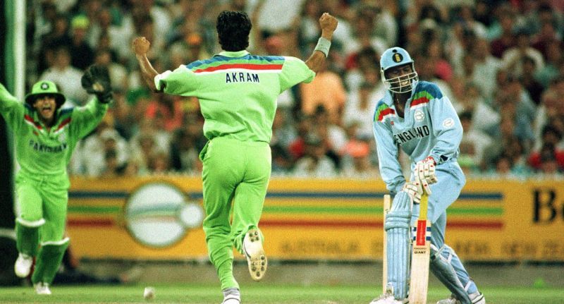 Wasim Akram's fiery second-spell turned the game in Pakistan's favour.