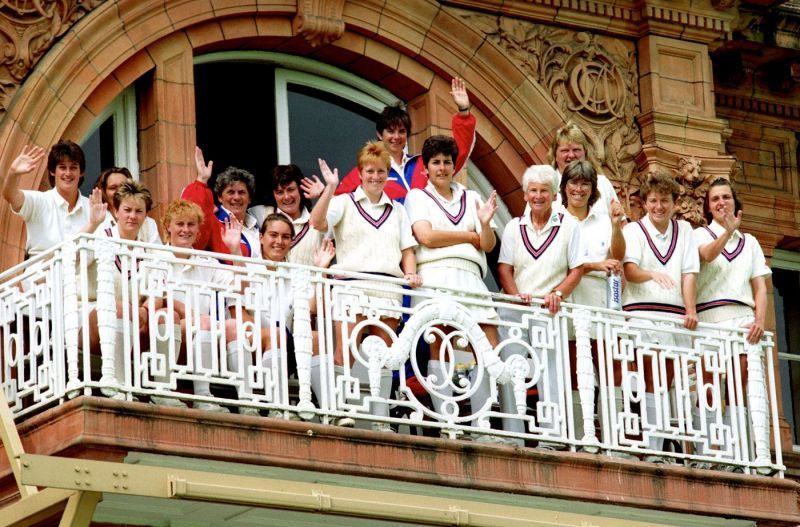 Ruth Westbrook poses with the English team at Lord's.