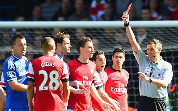 Wrong Arsenal player sent off in London derby