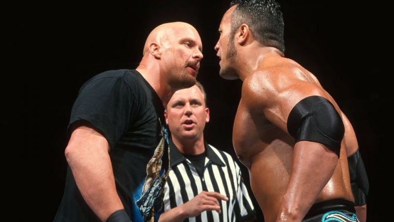 Stone Cold and The Rock: Competed in a trilogy of matches at WrestleManias XV, X-7, and XIX