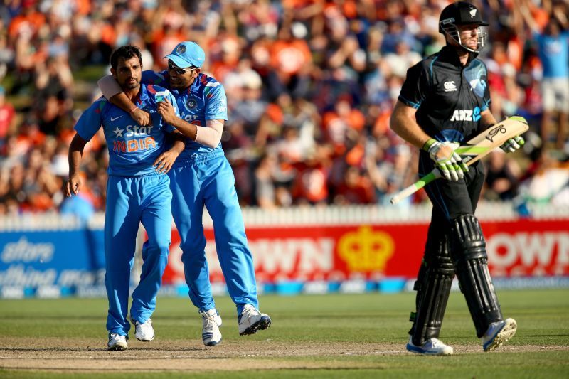 Mohammad Shami (left) with Rohit Sharma (right)