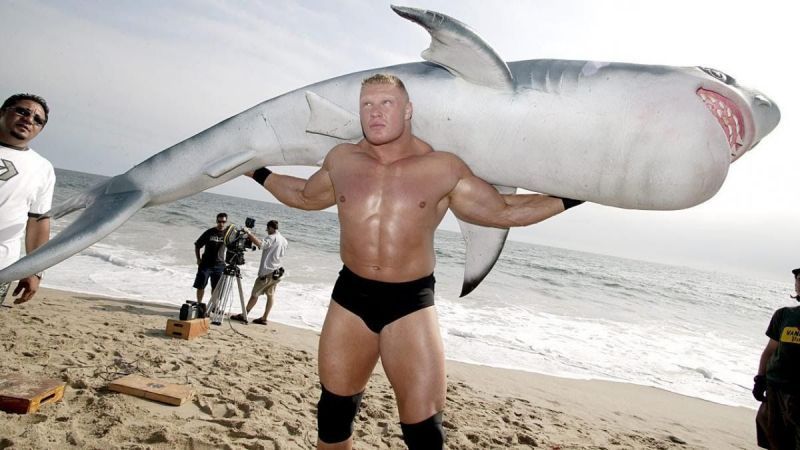 Lesnar during the SummerSlam 2003 commercial shoot