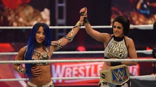 Bayley and Sasha Banks at WrestleMania 36