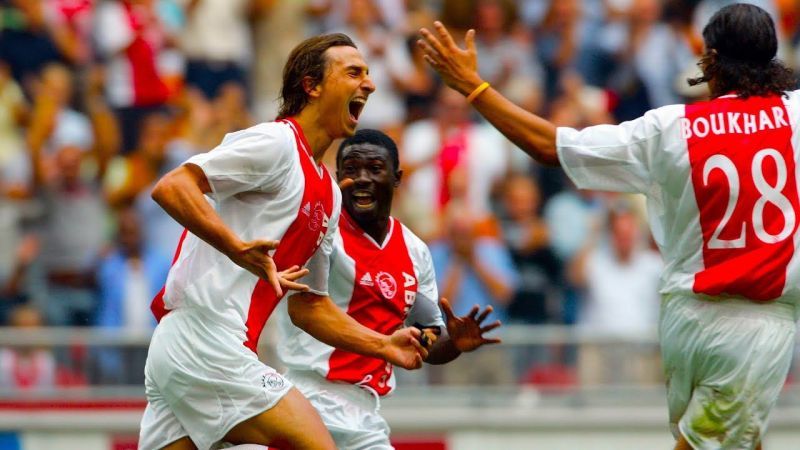 Zlatan Ibrahimovic celebrating a goal for Ajax