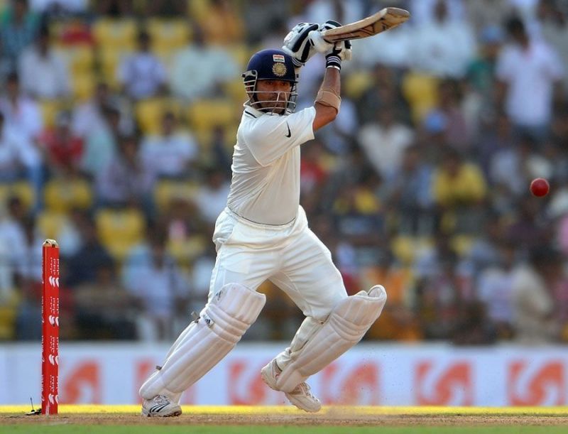 Sachin Tendulkar playing a back-foot drive