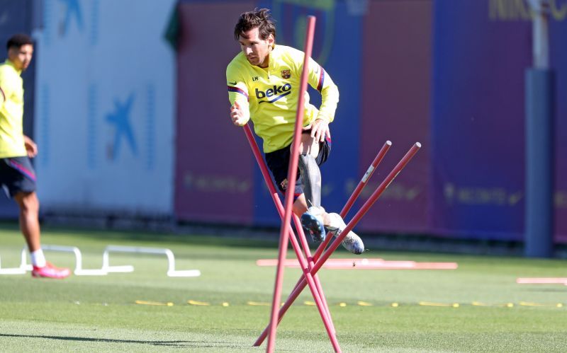 Messi during training