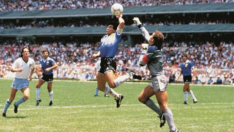 Diego Maradona's iconic Hand of God goal against England in the 1986 World Cup