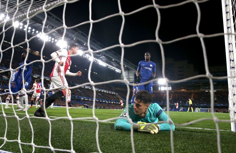 Kepa dejected after conceding an own goal against Ajax