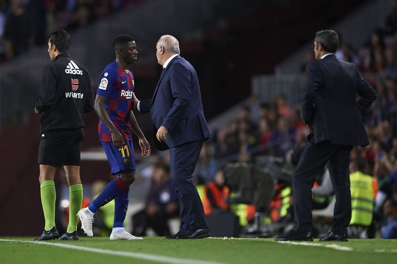 Dembele after getting sent off against Sevilla