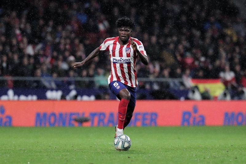 Thomas Partey during a La Liga game between Club Atletico de Madrid v FC Barcelona