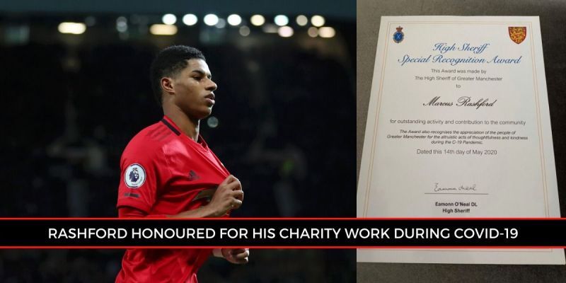 Marcus Rashford was recognised by the High Sheriff for his charitable work