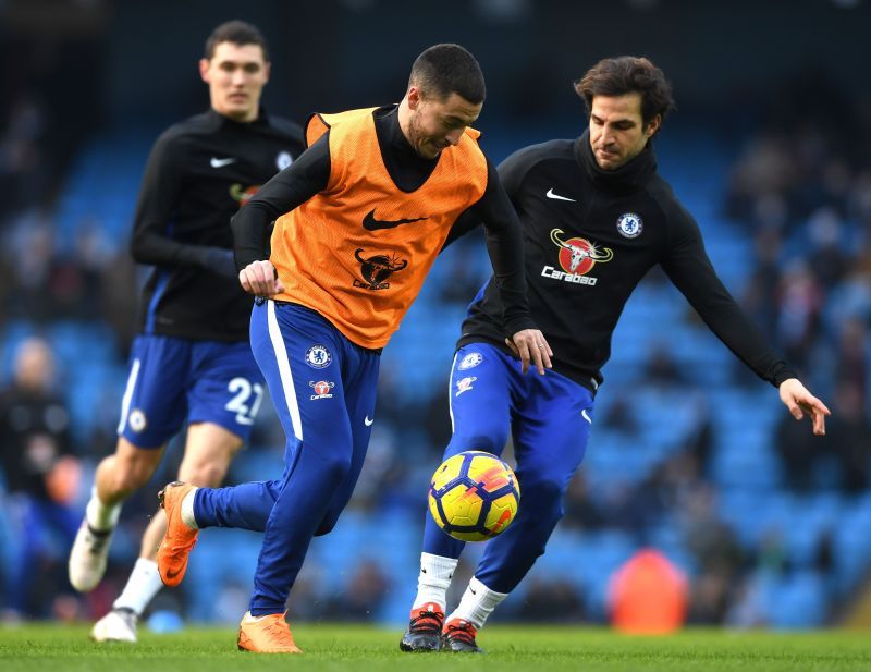Fabregas and Hazard in training for Chelsea