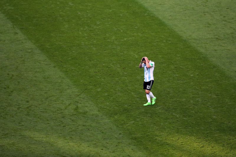 Messi after Argentina's Round of 16 loss to France in the 2018 World Cup