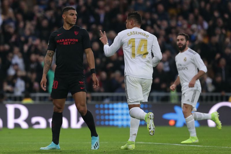 Casemiro during a La Liga game between Real Madrid CF v Sevilla FC