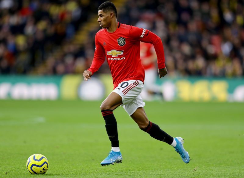 Marcus Rashford in action for Manchester United in the Premier League