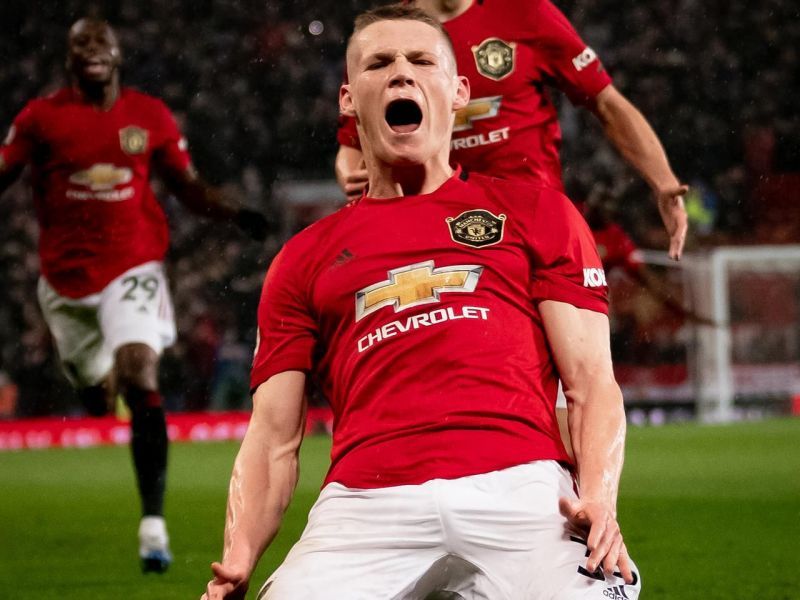 McTominay celebrates after scoring a goal against Manchester City