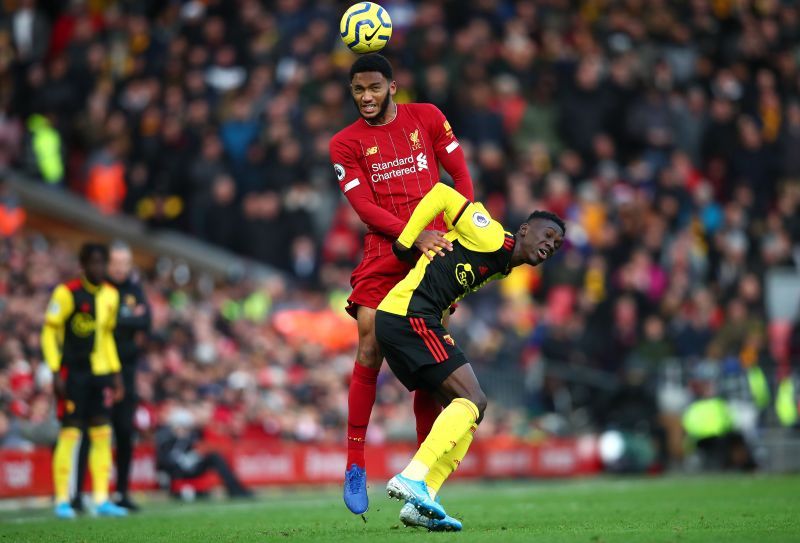 Joe Gomez during a Premier League game against Watford City 