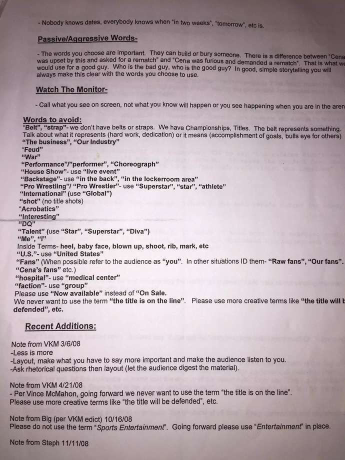 A leaked WWE script from 2008