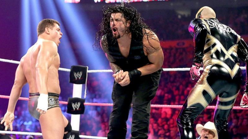 Cody fires a shot at Reigns during a match in their WWE days