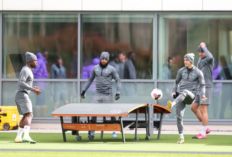 Spurs player during a training session before lockdown