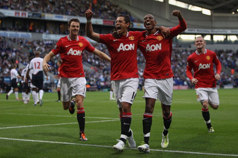 Chicharito in action for Manchester United