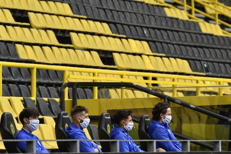 There was a surreal atmosphere at the Signal Iduna Park with social distancing between substitutes