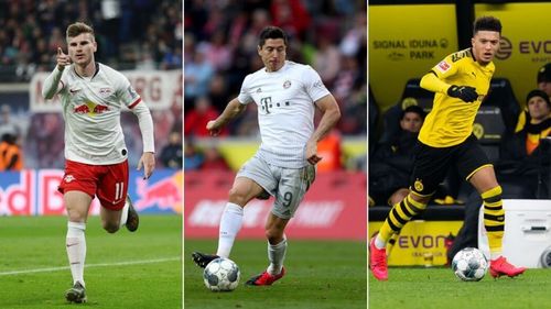 Timo Werner (left), Robert Lewandowski (centre), & Jadon Sancho (right) - Bundesliga