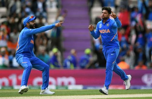 Virat Kohli and Kuldeep Yadav (R) last played together in the 2019 World Cup