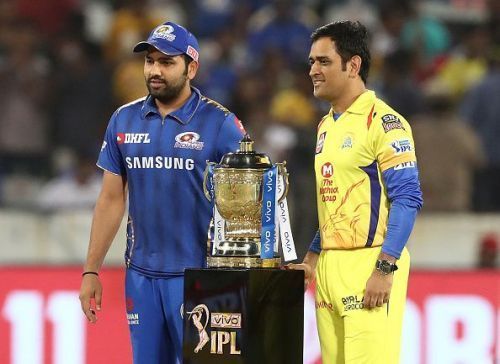 Rohit Sharma (left) and MS Dhoni have lifted the IPL trophy seven times in total