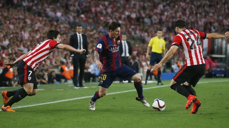 Lionel Messi took on half of the Athletic Bilbao team to score a sensational solo goal in 2015